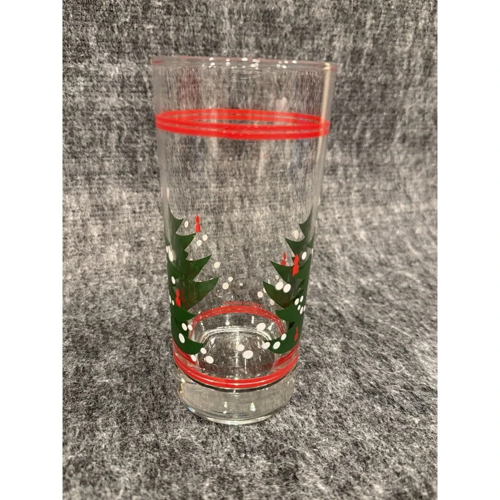 Set of 12 Vintage Libbey Christmas Holiday Tree Drinking Glasses Tumblers 6.5